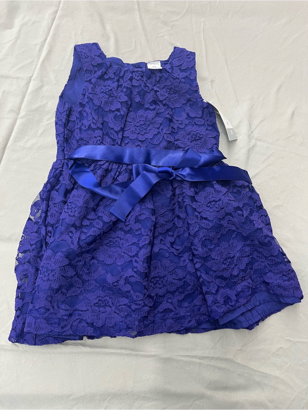 Carter's Girls Sleeveless Lace Dress with Satin Bow Size 2T New with Tags